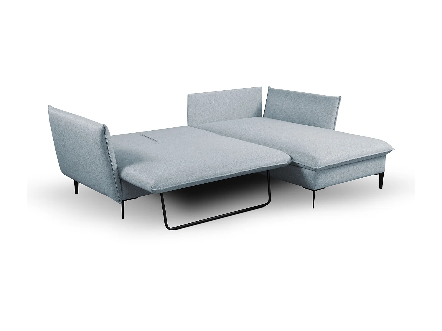 Canapé d'angle convertible en tissu gris bleuté LAZARE - Angle droit