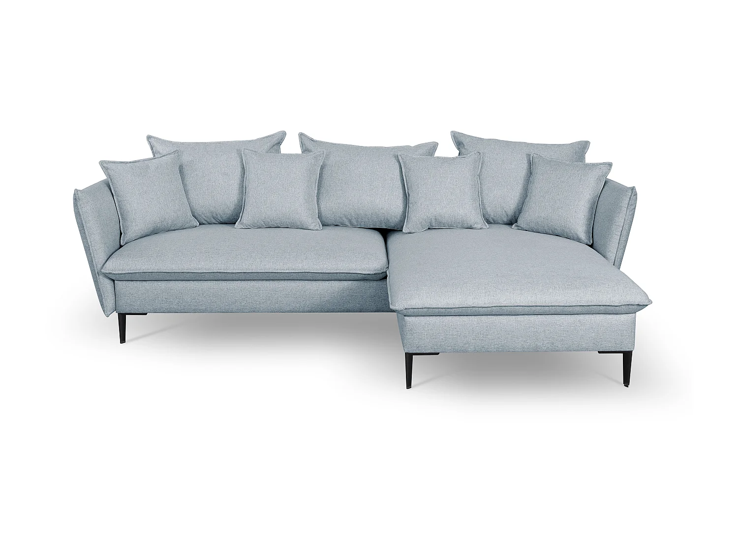 Canapé d'angle convertible en tissu gris bleuté LAZARE - Angle droit