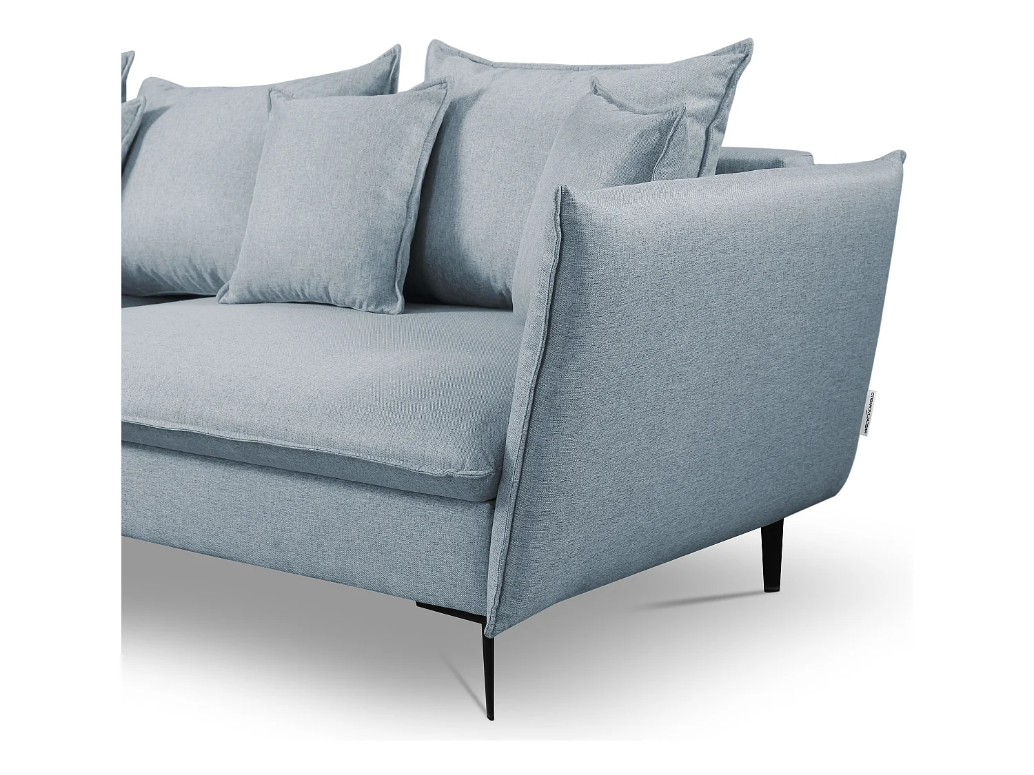 Sofá cama rinconera de tela gris azulado LAZARE de PASCAL MORABITO - Ángulo izquierdo