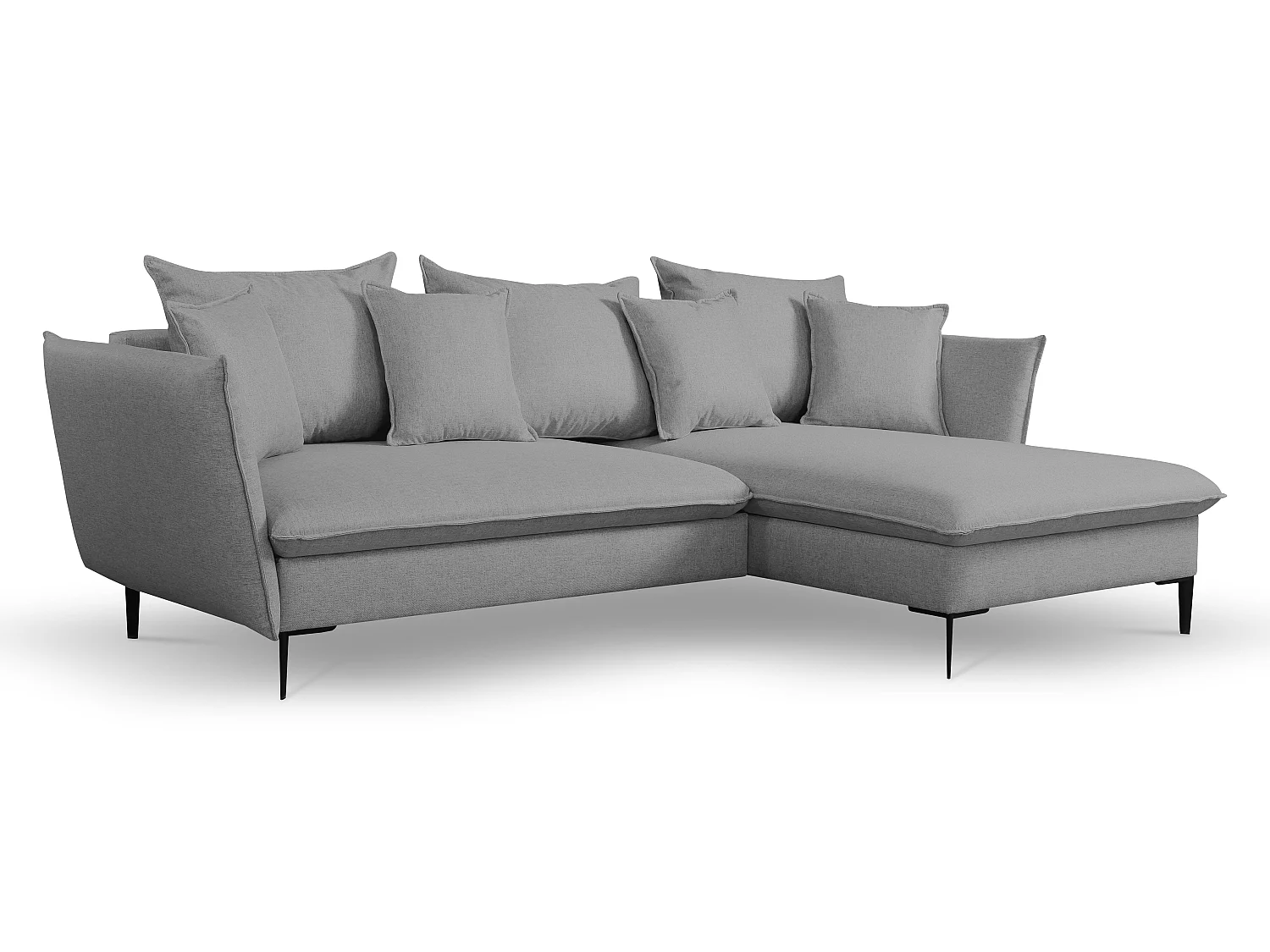 Bäddsoffa i vinkelform med blågrått tyg LAZARE - Vänster hörn