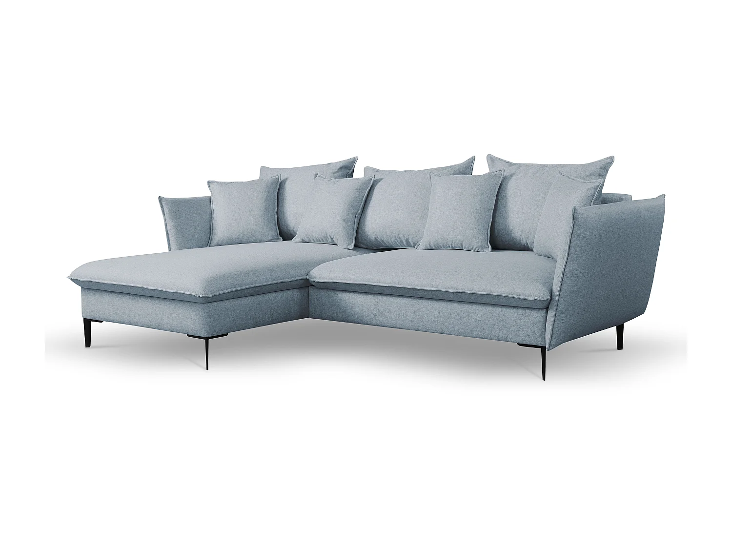 Bäddsoffa i vinkelform med blågrått tyg LAZARE - Vänster hörn