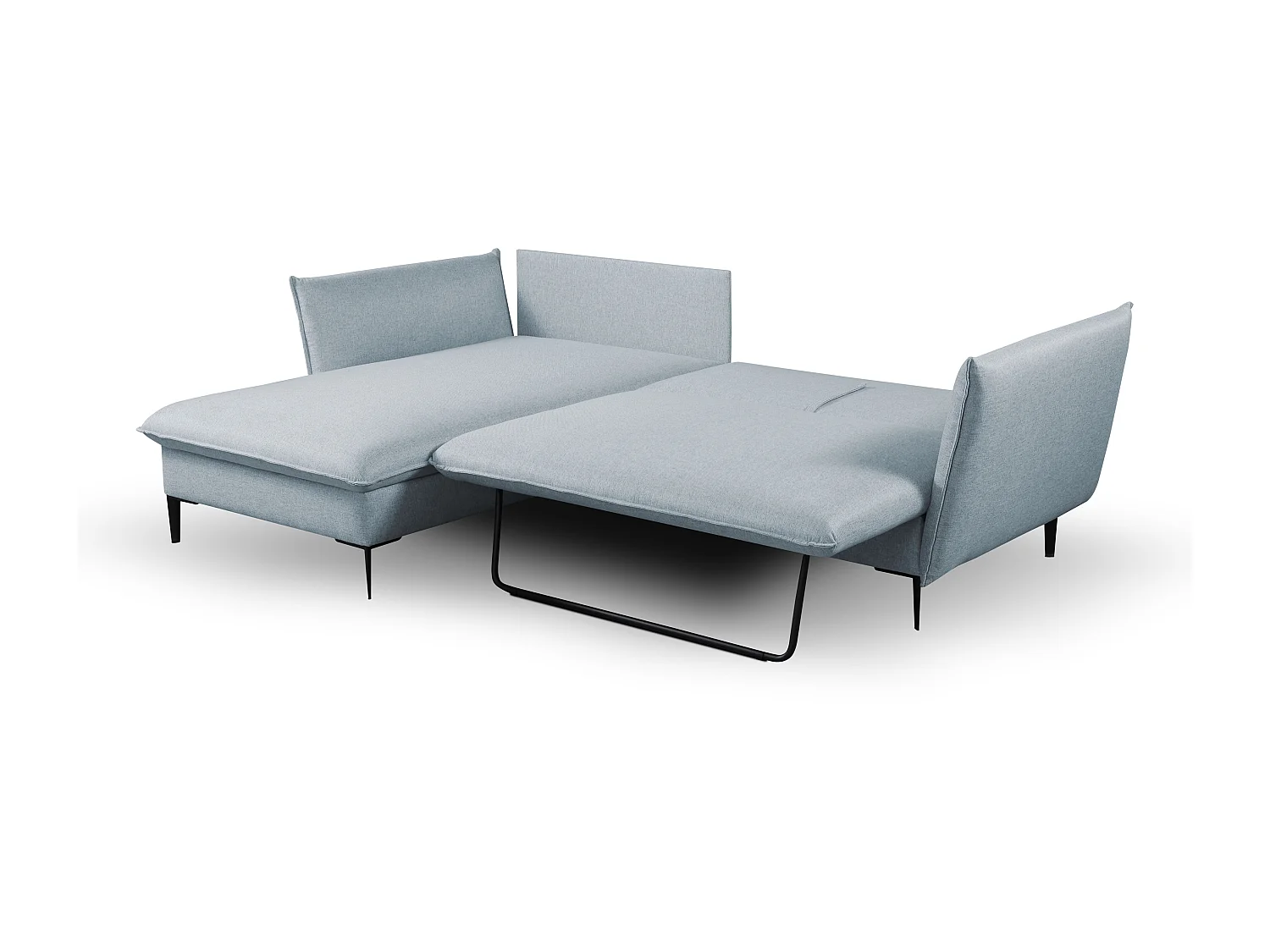 Hjørnesofa sovesofa i blågrått stoff LAZARE - Venstre hjørne