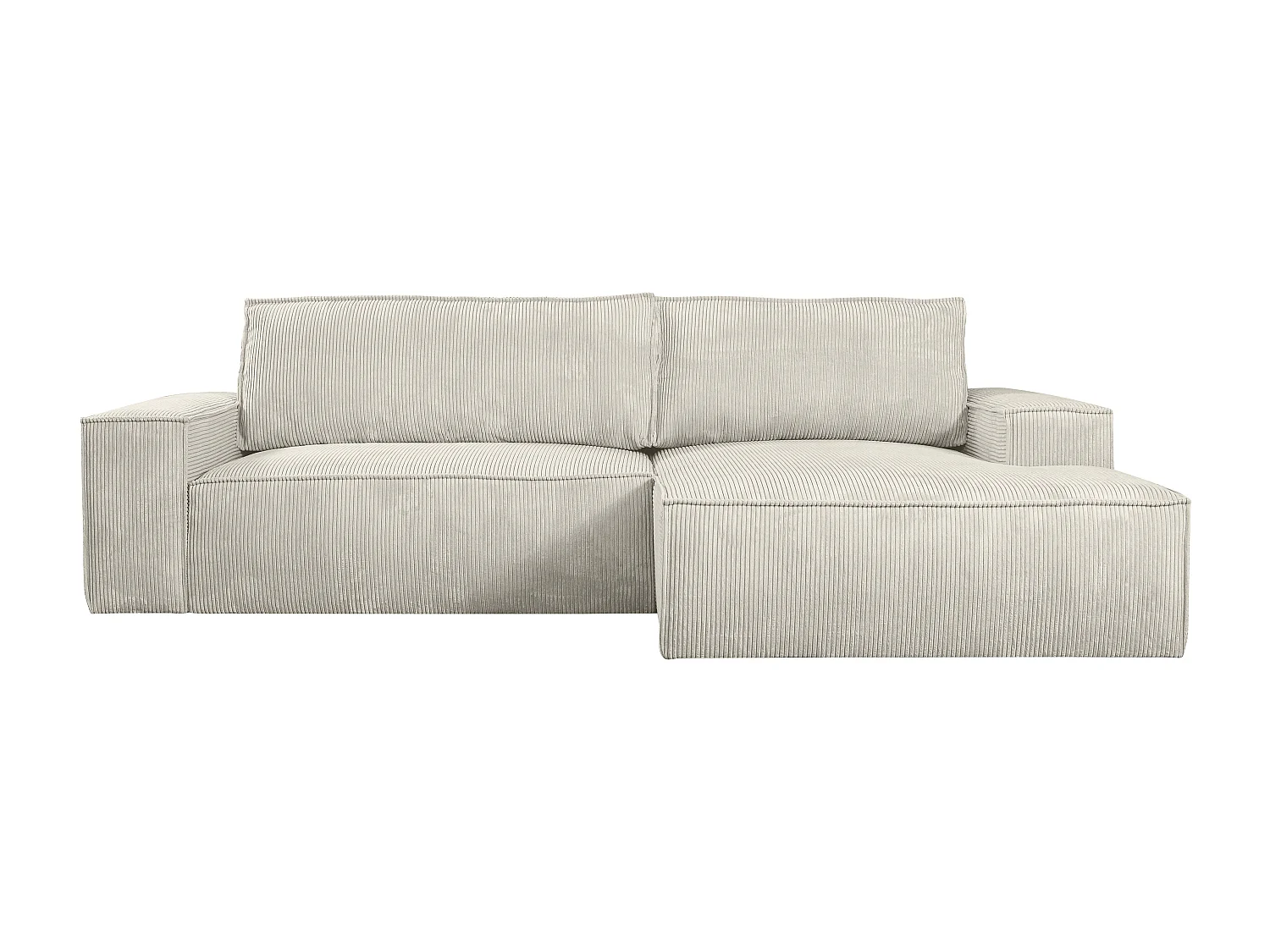 Canapé d'angle droit convertible en velours côtelé beige AMELIA