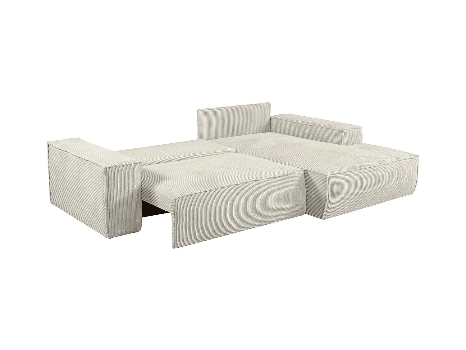 Divano letto angolare in Velluto a coste Beige - Angolo a destra - AMELIA di PASCAL MORABITO