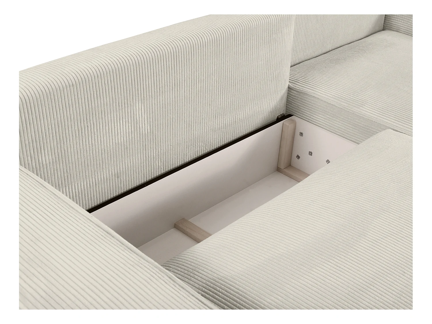 Divano letto angolare in Velluto a coste Beige - Angolo a destra - AMELIA di PASCAL MORABITO