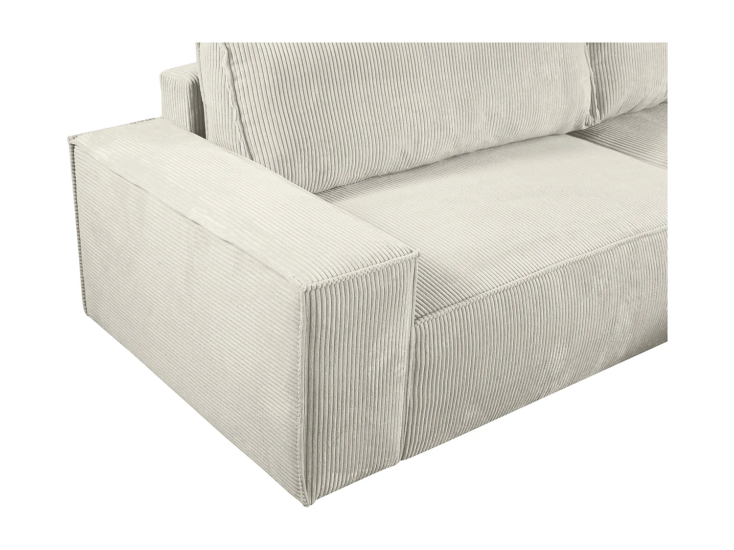 Divano letto angolare in Velluto a coste Beige - Angolo a destra - AMELIA di PASCAL MORABITO