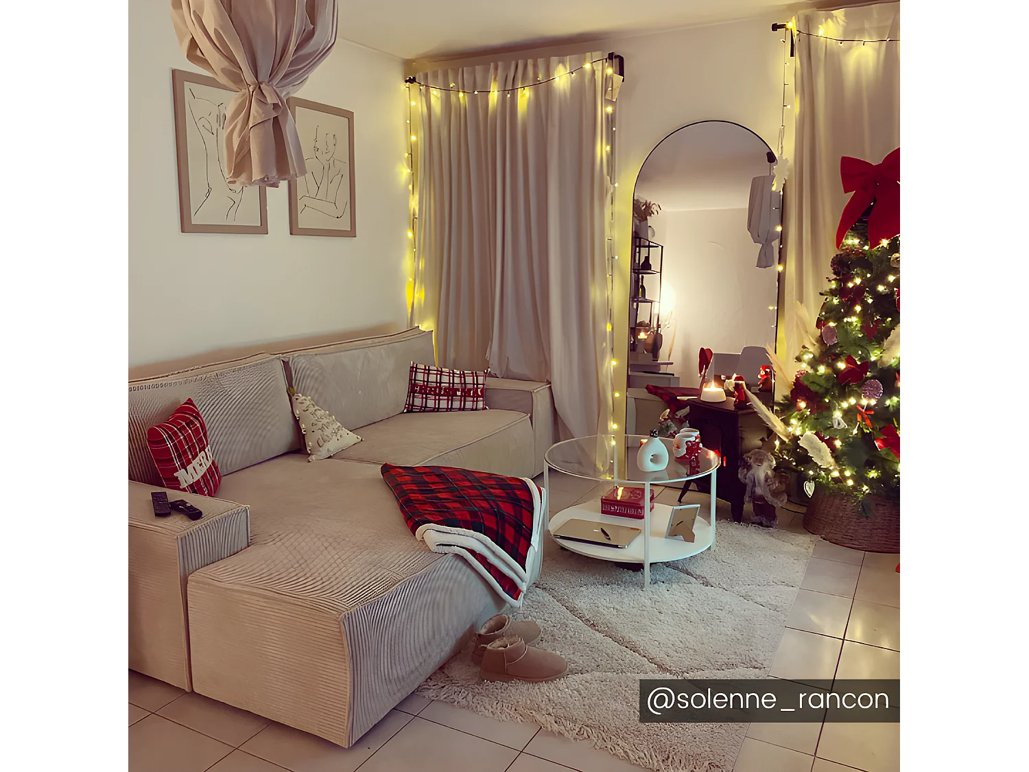 Ecksofa mit Schlaffunktion - Ecke Links - Cord - Beige - AMELIA