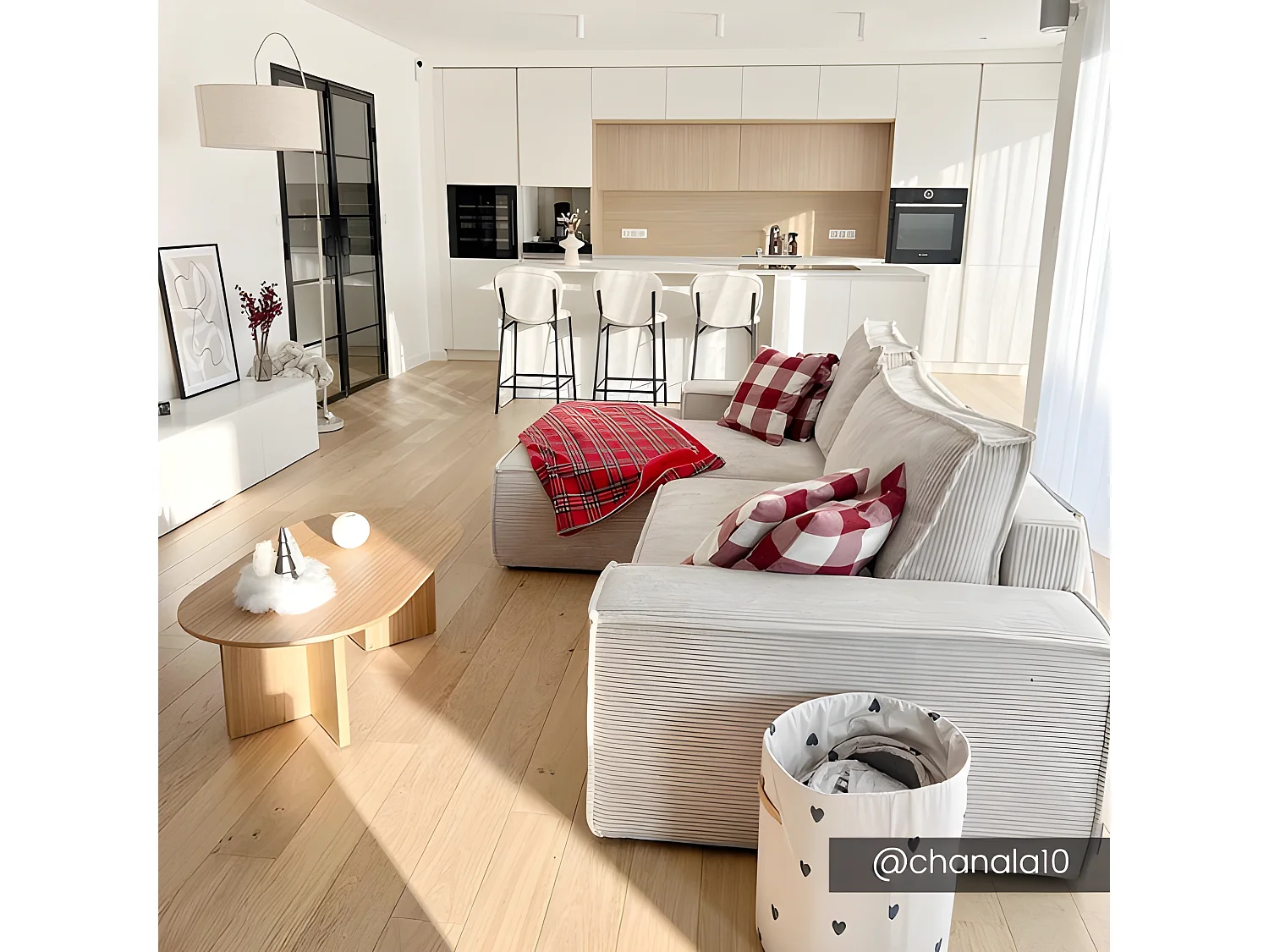 Ecksofa mit Schlaffunktion - Ecke Links - Cord - Beige - AMELIA