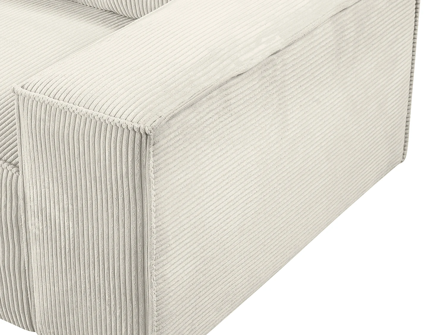 Canapé d'angle gauche convertible en velours côtelé beige AMELIA