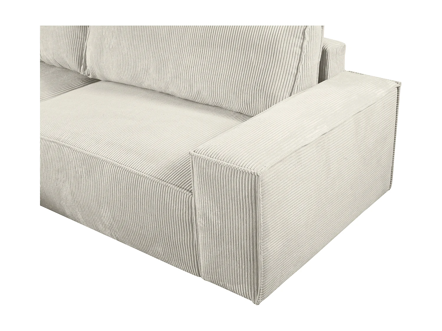 Hjørnesofa med soveplads venstrevendt i beige fløjl AMELIA