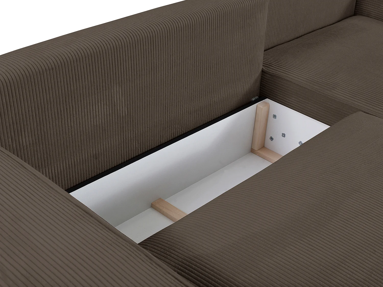 Ecksofa mit Schlaffunktion - Ecke Rechts - Cord - Braun - AMELIA