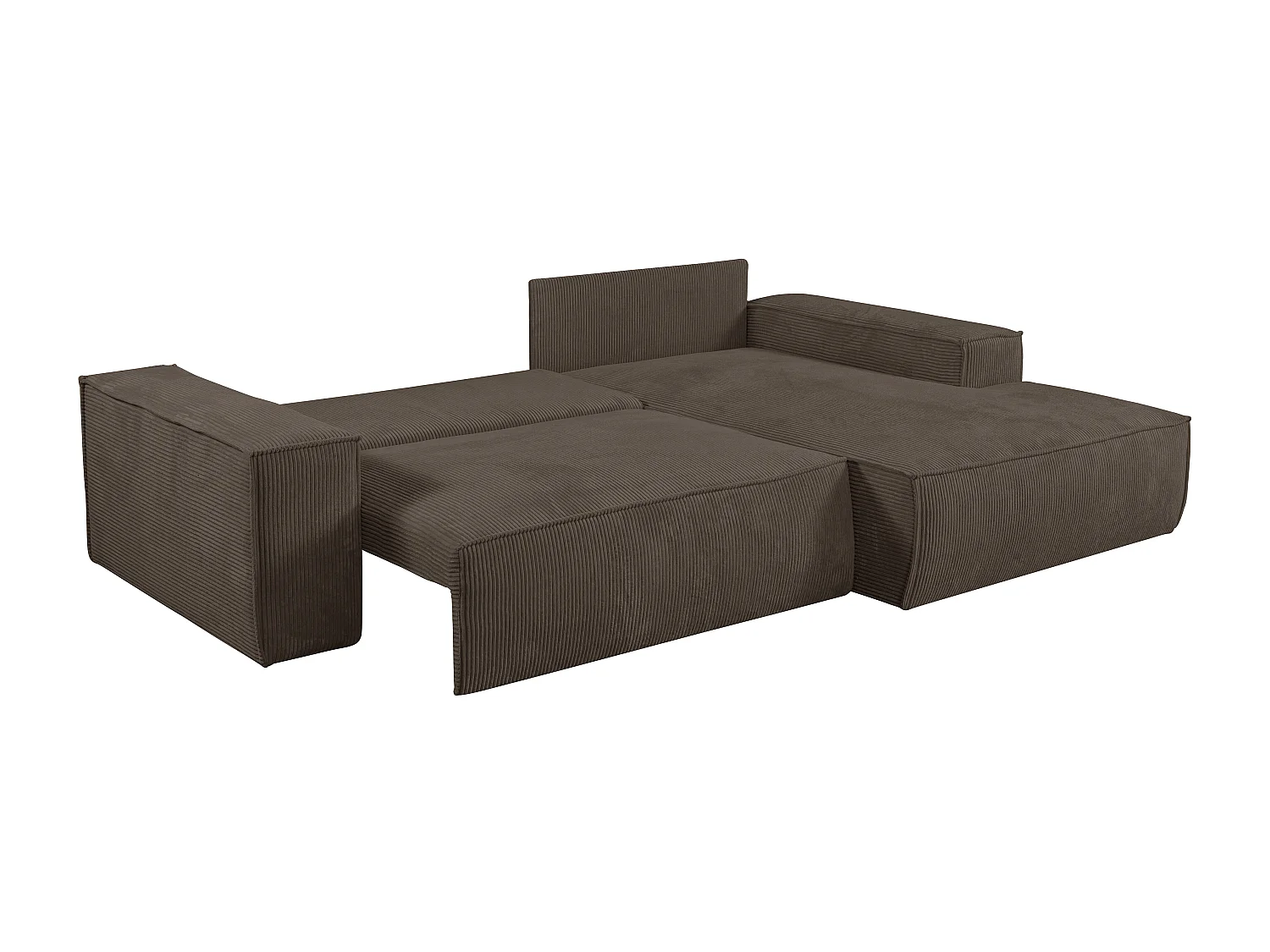 Ecksofa mit Schlaffunktion - Ecke Rechts - Cord - Braun - AMELIA