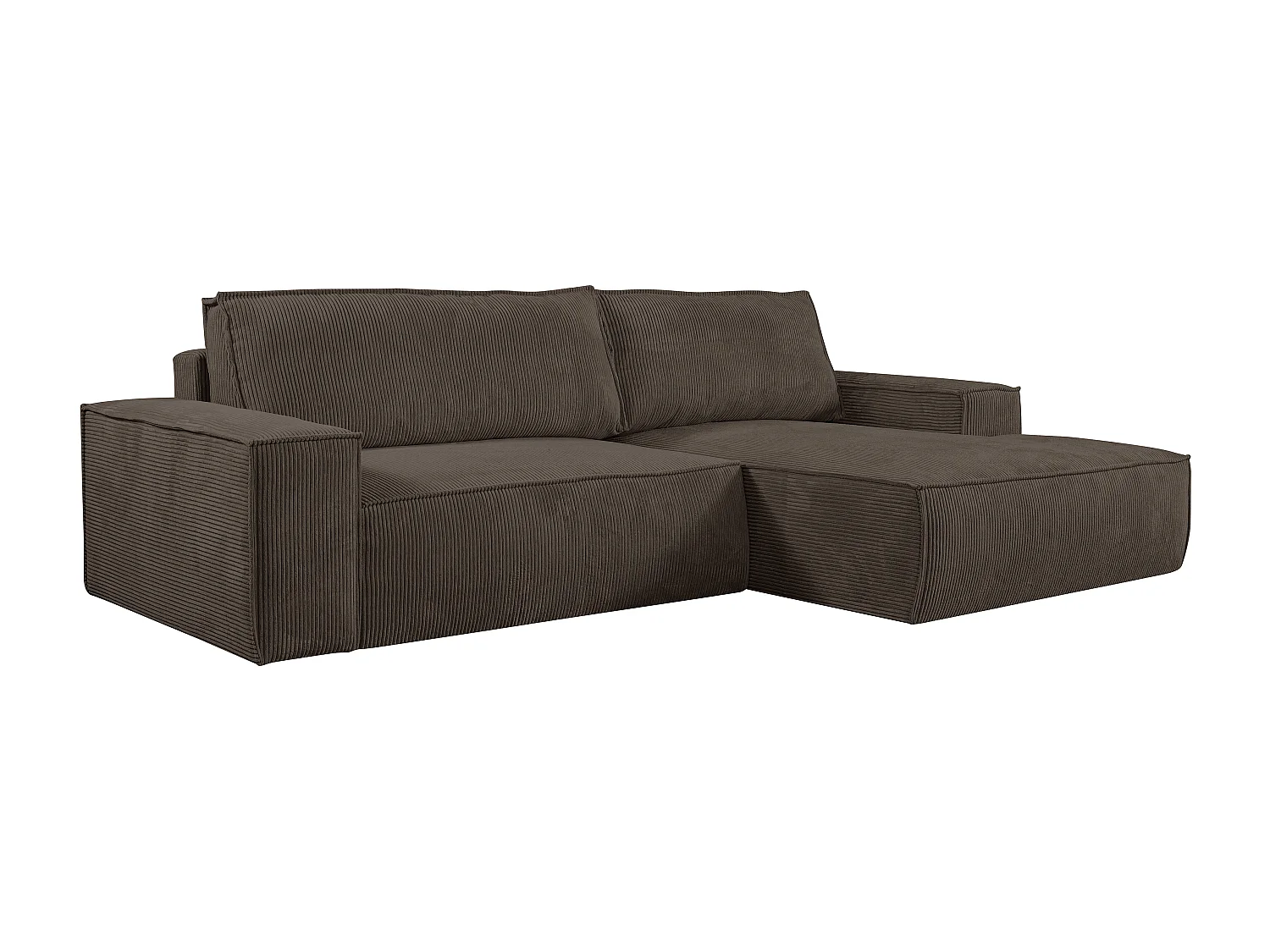 Ecksofa mit Schlaffunktion - Ecke Rechts - Cord - Braun - AMELIA