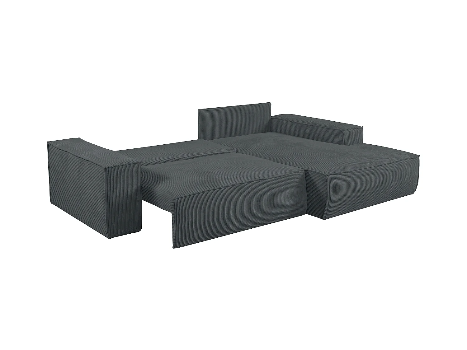 Sofá de canto direito convertível em veludo canelado cor cinzento antracite - AMELIA de PASCAL MORABITO