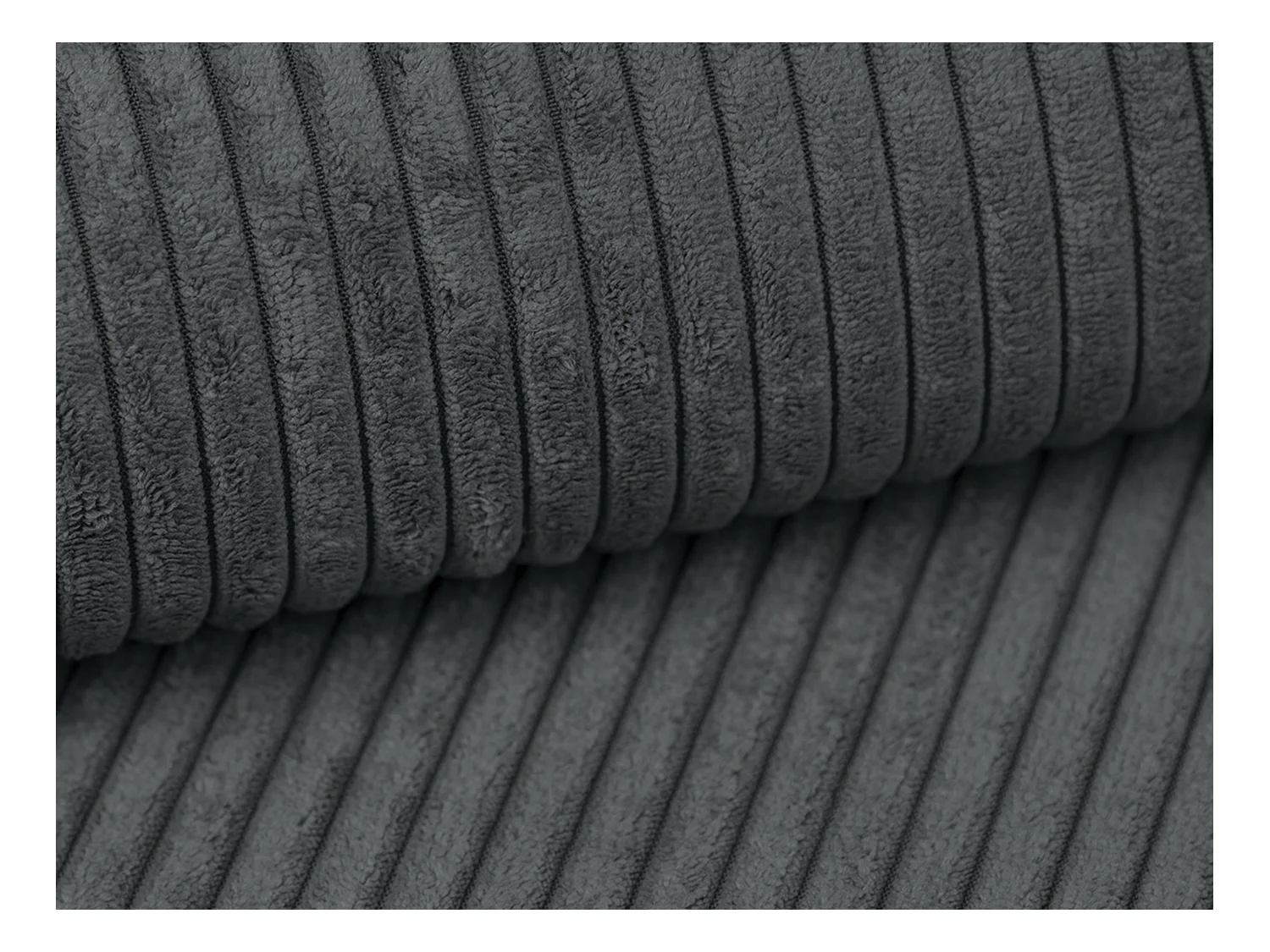 Sofá de canto direito convertível em veludo canelado cor cinzento antracite - AMELIA de PASCAL MORABITO