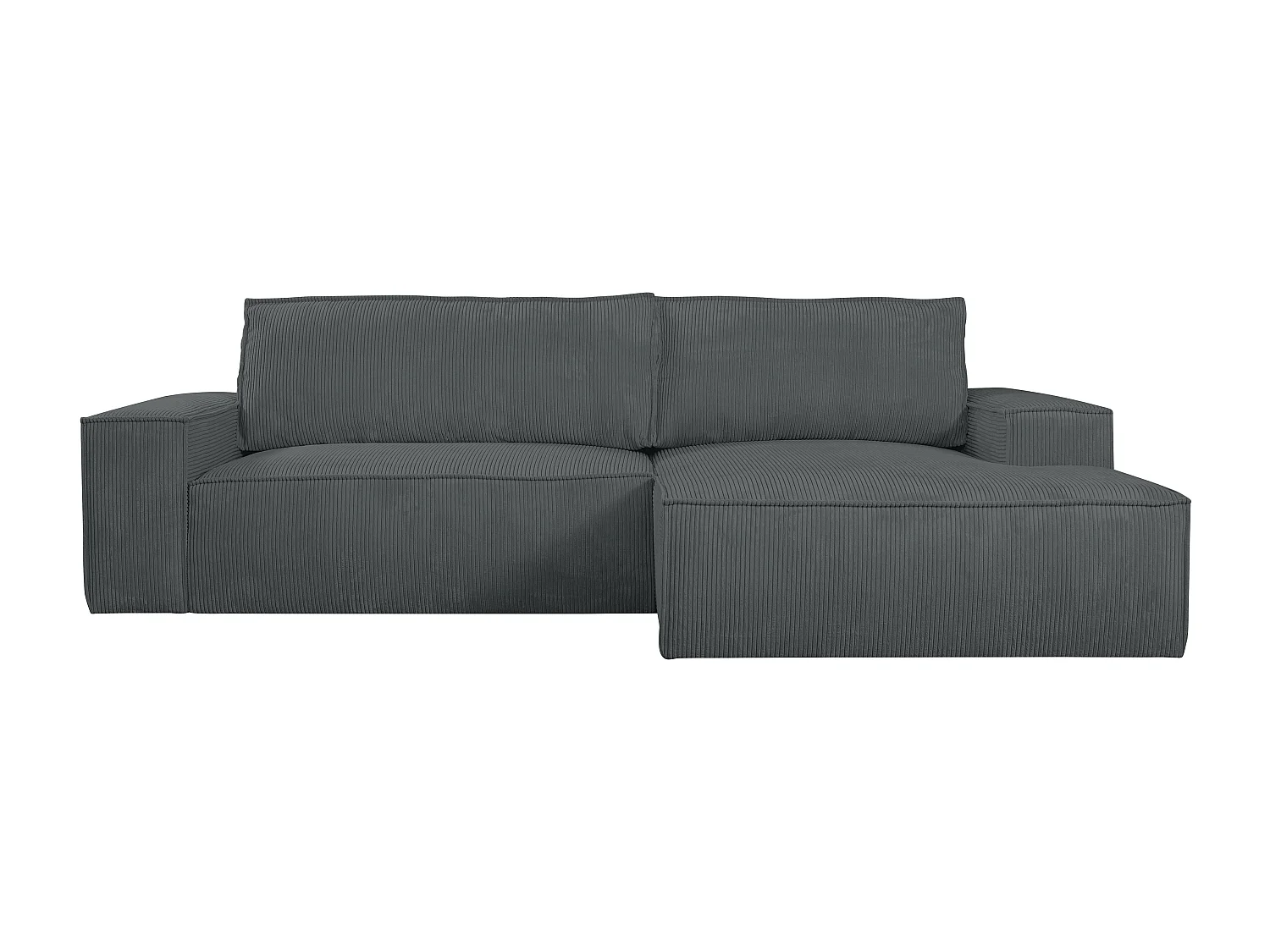 Ecksofa mit Schlaffunktion  - Ecke Rechts - Cord - Anthrazit - AMELIA