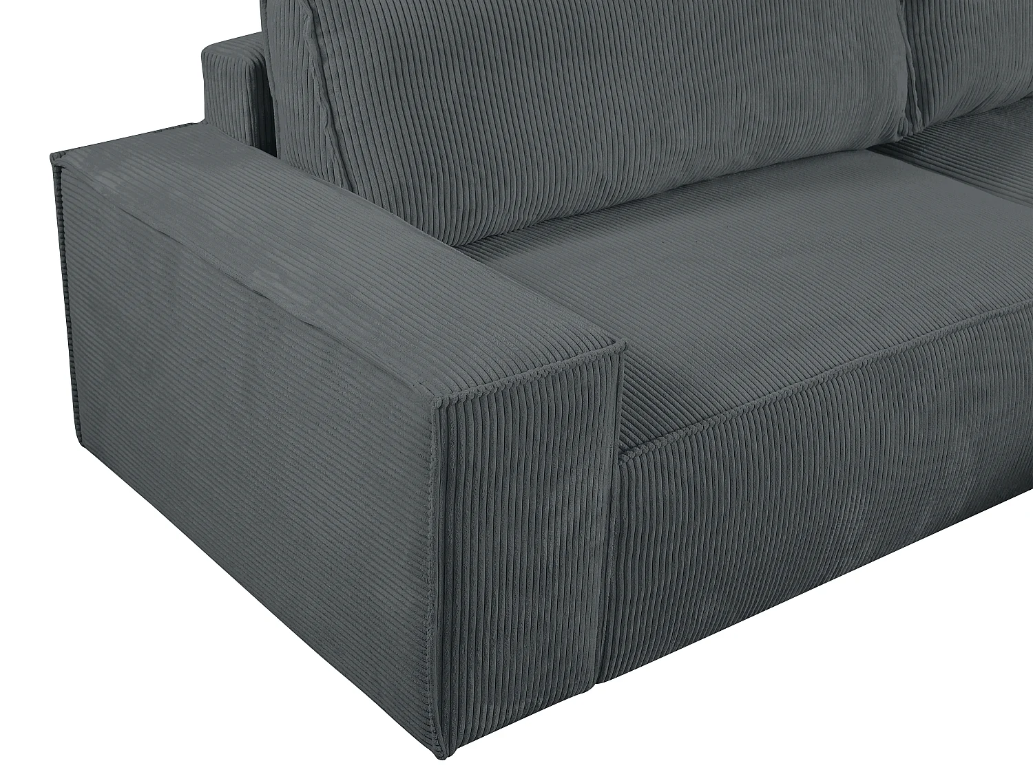 Ecksofa mit Schlaffunktion  - Ecke Rechts - Cord - Anthrazit - AMELIA