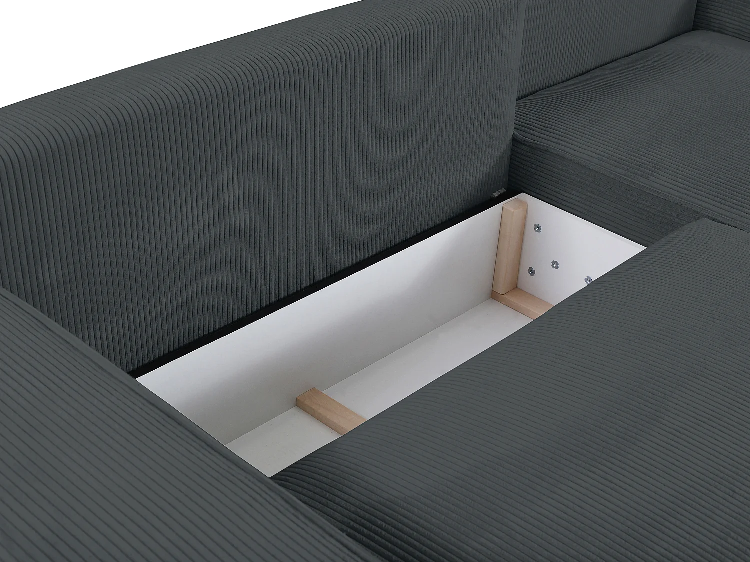 Ecksofa mit Schlaffunktion  - Ecke Rechts - Cord - Anthrazit - AMELIA