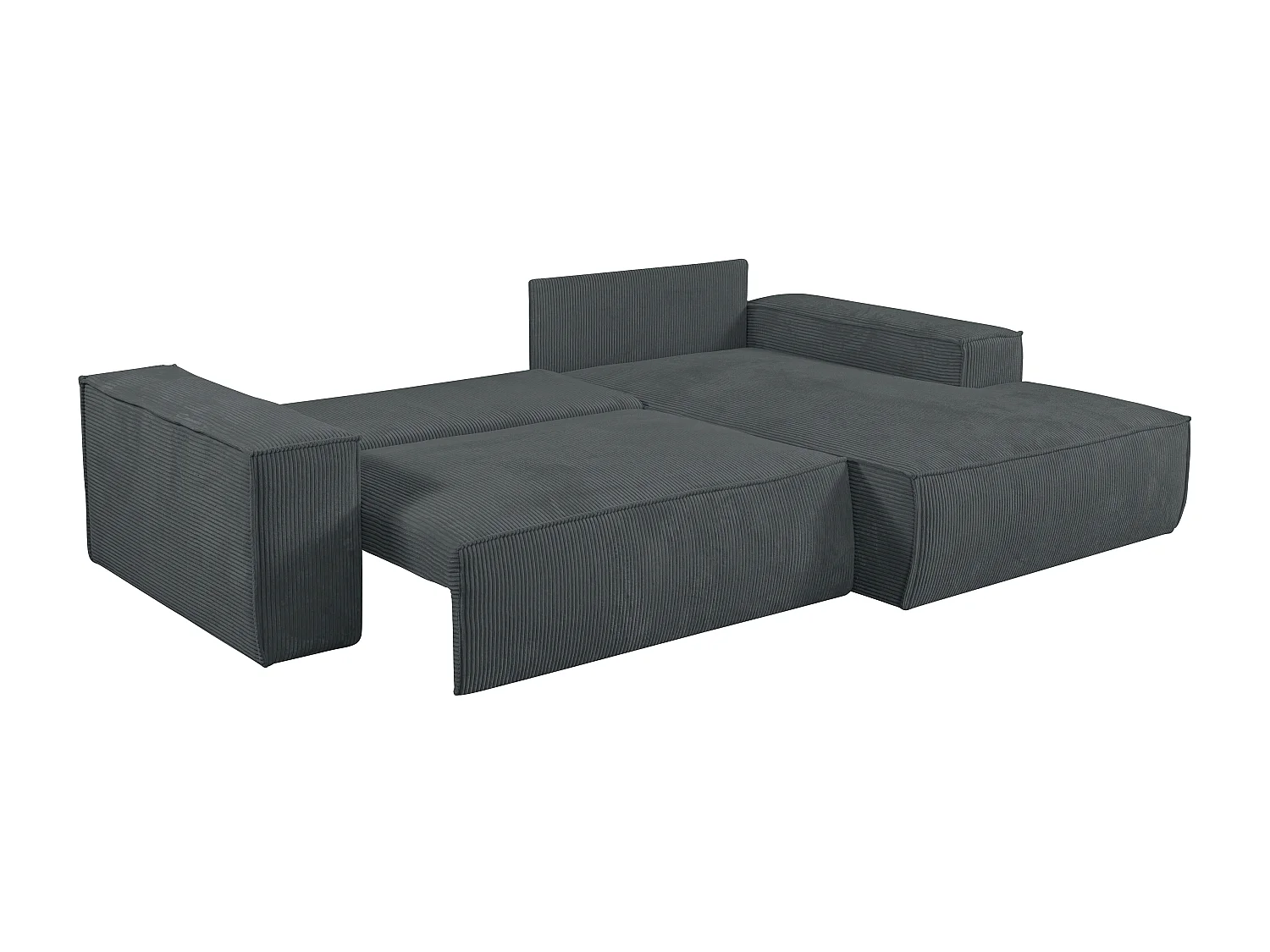 Ecksofa mit Schlaffunktion  - Ecke Rechts - Cord - Anthrazit - AMELIA