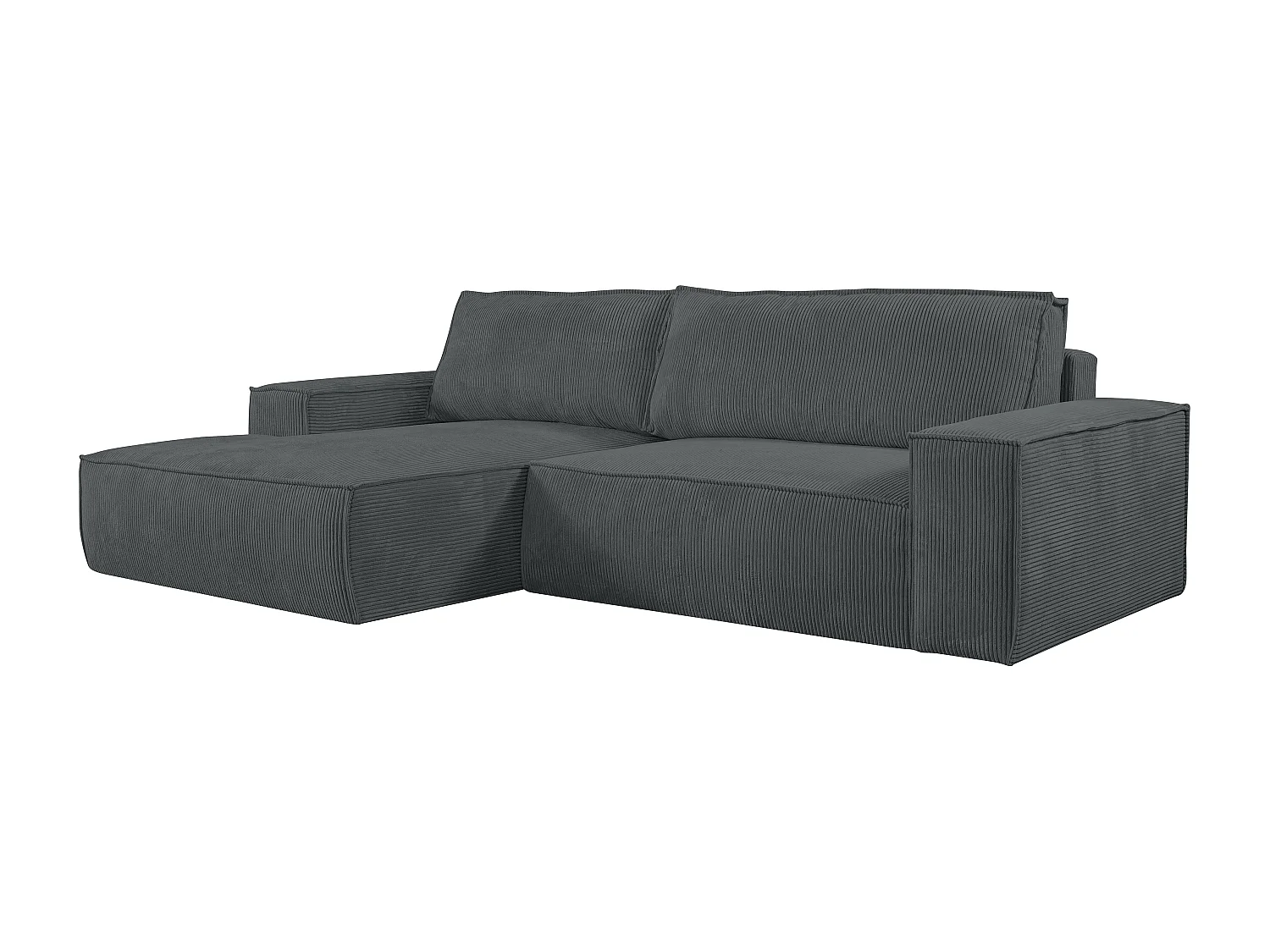 Ecksofa mit Schlaffunktion - Ecke Links - Cord - Anthrazit - AMELIA