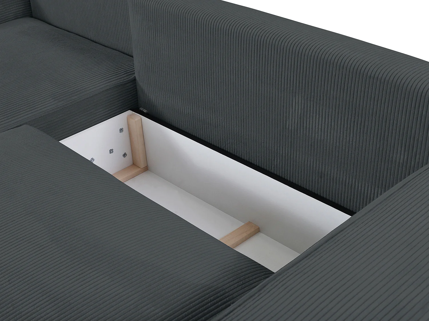 Ecksofa mit Schlaffunktion - Ecke Links - Cord - Anthrazit - AMELIA