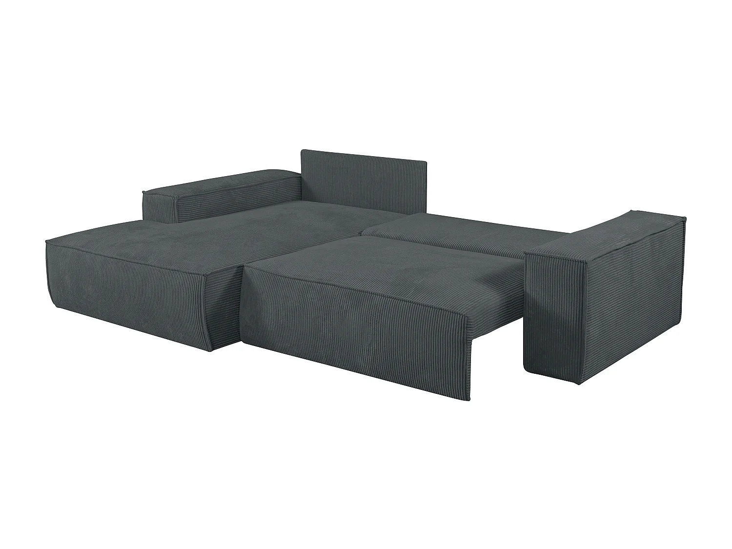 Ecksofa mit Schlaffunktion - Ecke Links - Cord - Anthrazit - AMELIA