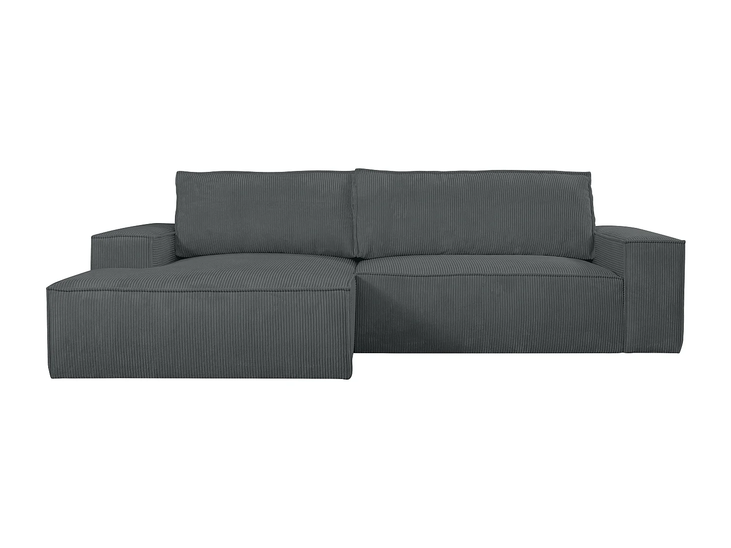 Ecksofa mit Schlaffunktion - Ecke Links - Cord - Anthrazit - AMELIA