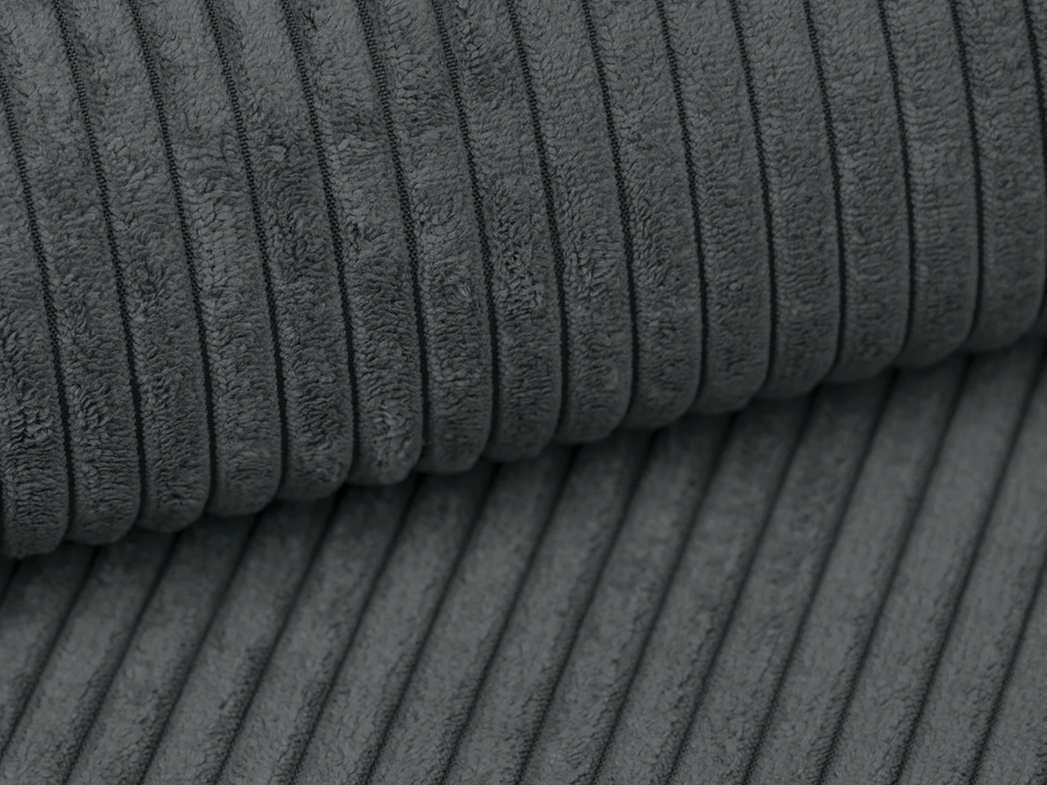 Ecksofa mit Schlaffunktion - Ecke Links - Cord - Anthrazit - AMELIA