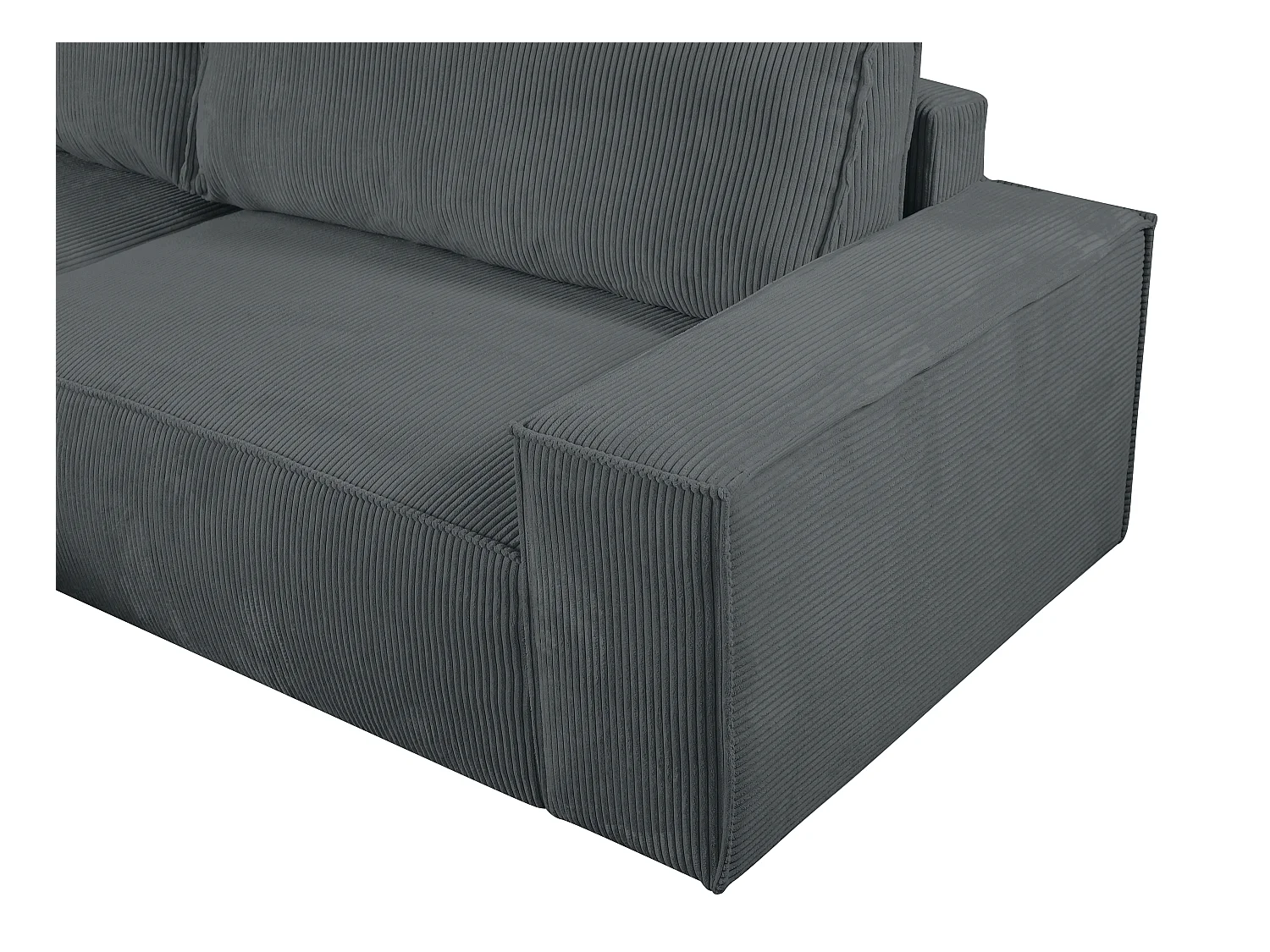 Canapé d'angle gauche convertible en velours côtelé gris anthracite AMELIA