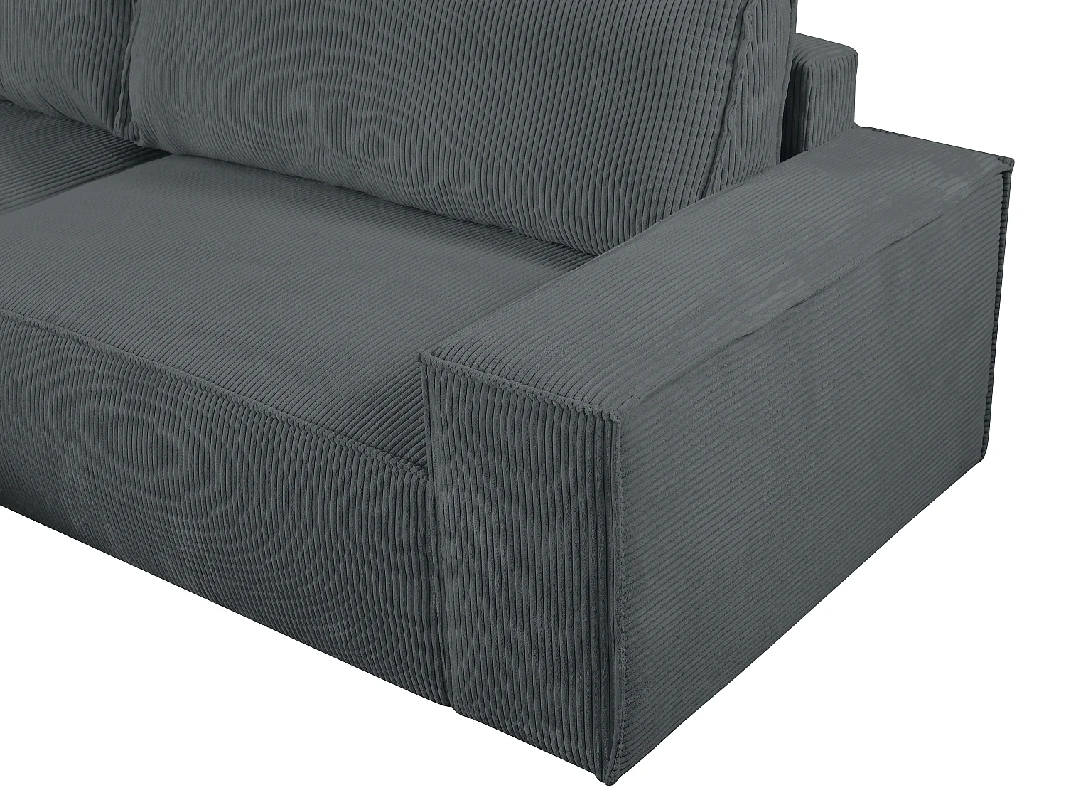 Ecksofa mit Schlaffunktion - Ecke Links - Cord - Anthrazit - AMELIA