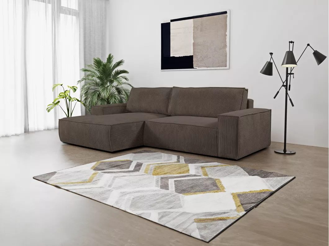 Kauf Unique Ecksofa mit Schlaffunktion - Ecke Links - Kord - Braun - AMELIA