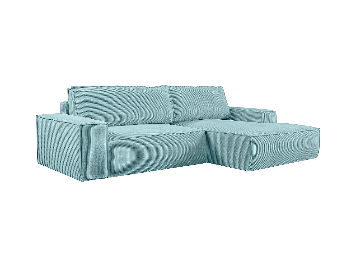 Hoekslaapbank AMELIA van PASCAL MORABITO - Ribfluweel - Turquoise - Hoek rechts