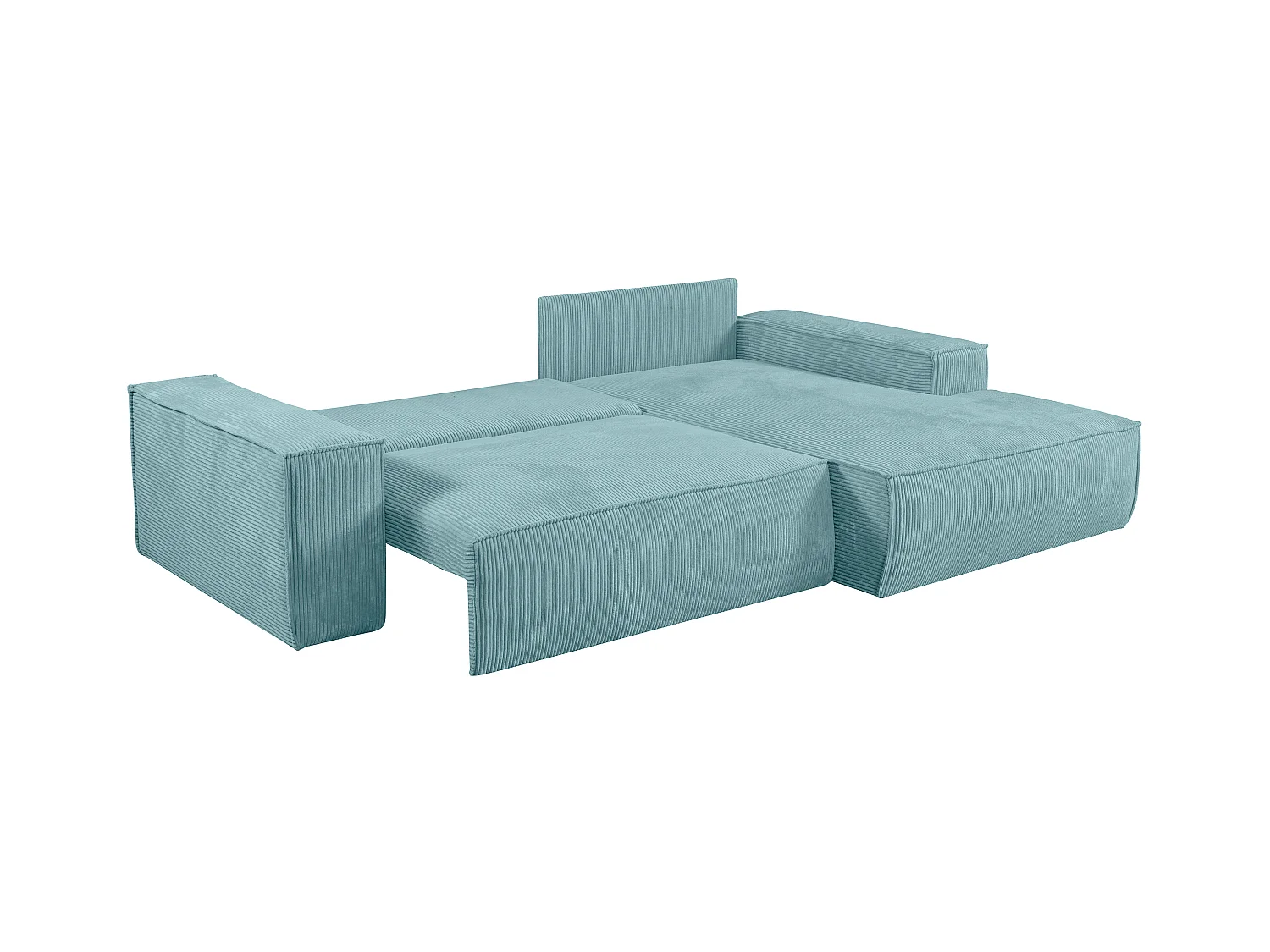 Hoekslaapbank AMELIA van PASCAL MORABITO - Ribfluweel - Turquoise - Hoek rechts