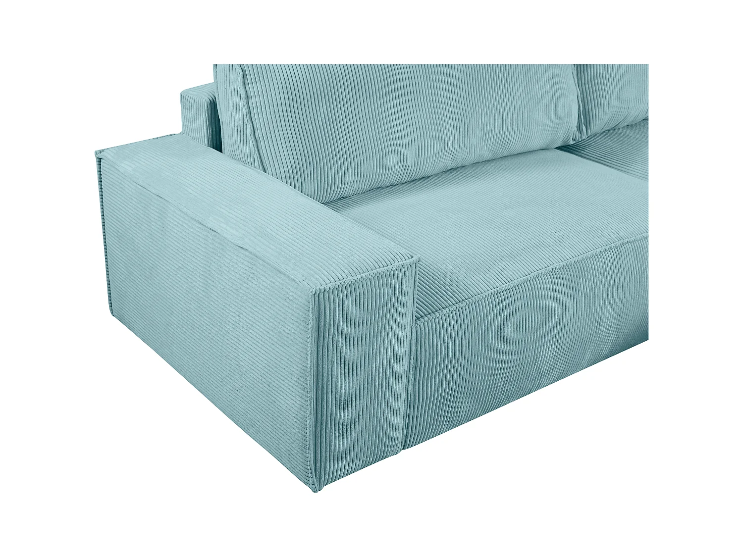 Hoekslaapbank AMELIA van PASCAL MORABITO - Ribfluweel - Turquoise - Hoek rechts