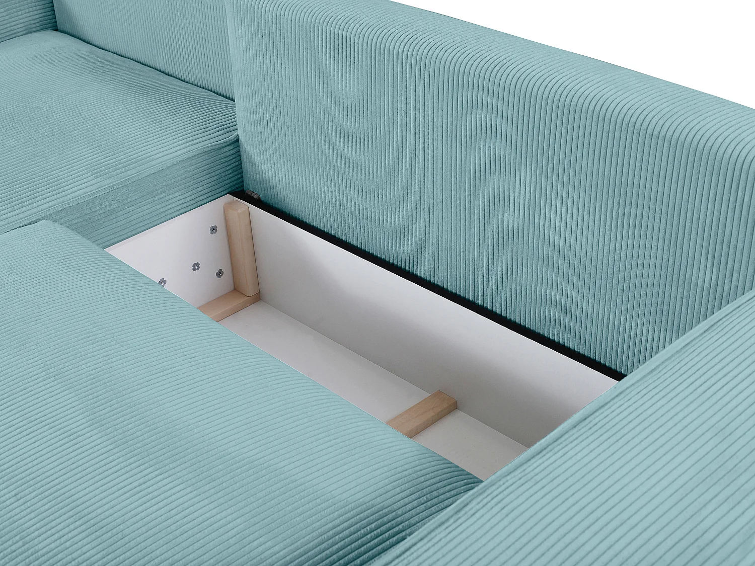 Sofá de canto esquerdo convertível em veludo canelado cor azul-turquesa - AMELIA de PASCAL MORABITO