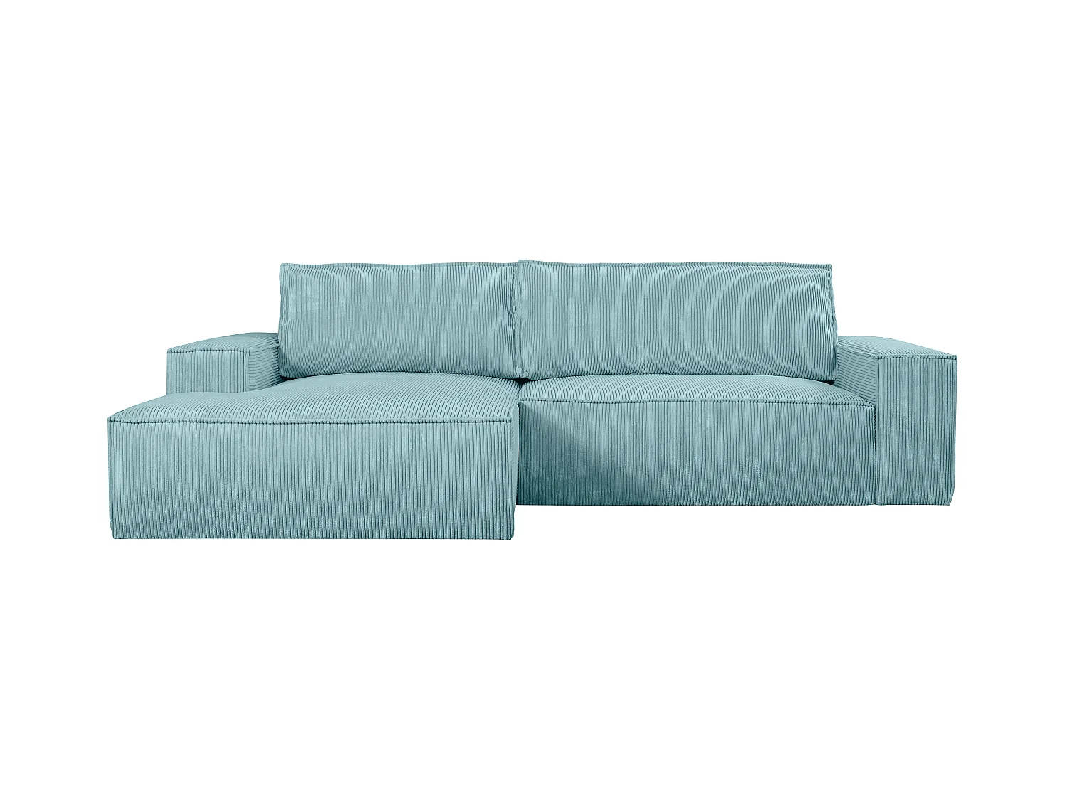 Canapé d'angle gauche convertible en velours côtelé bleu turquoise AMELIA