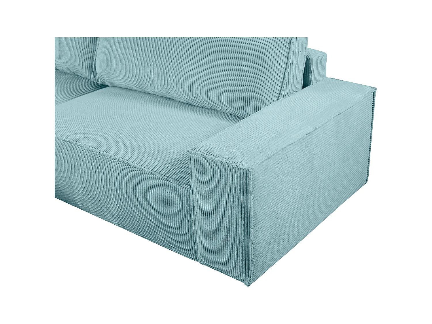Canapé d'angle gauche convertible en velours côtelé bleu turquoise AMELIA