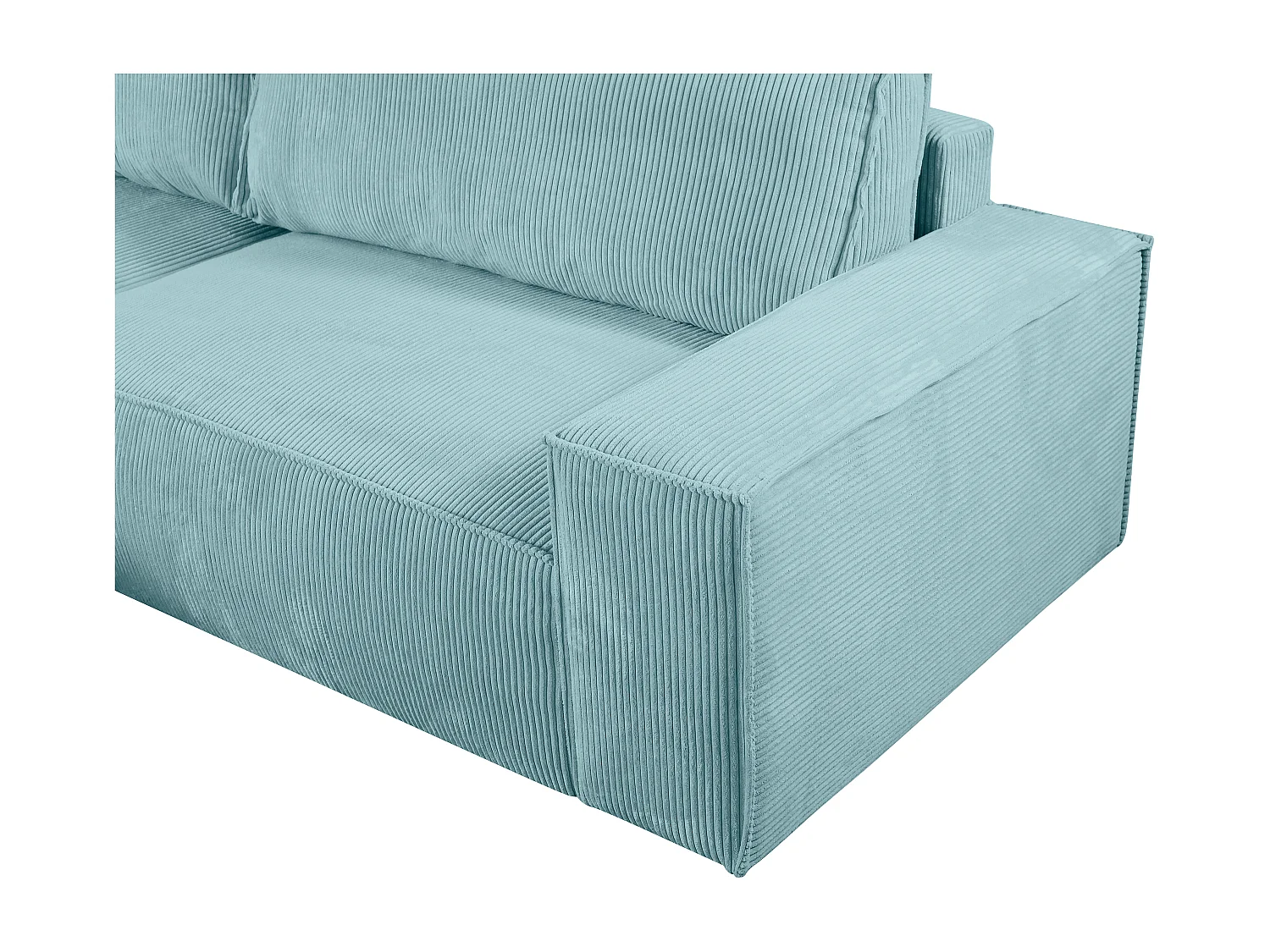 Canapé d'angle gauche convertible en velours côtelé bleu turquoise AMELIA