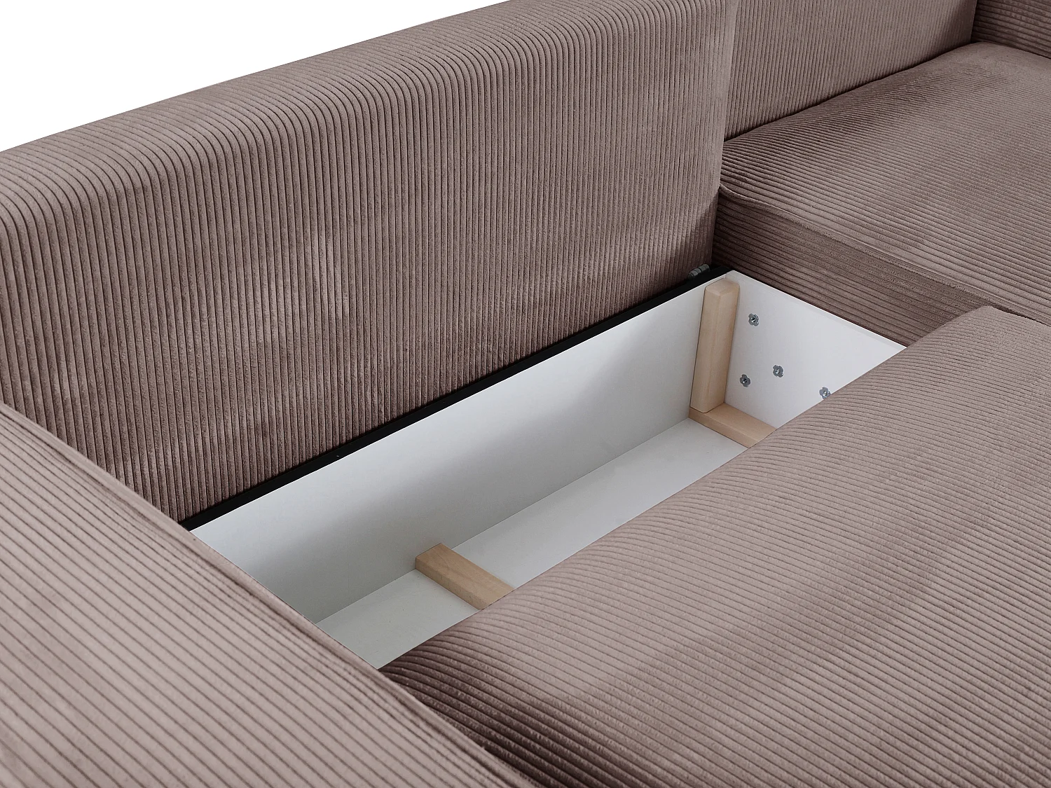 Ecksofa mit Schlaffunktion - Ecke Rechts - Cord - Malve - AMELIA