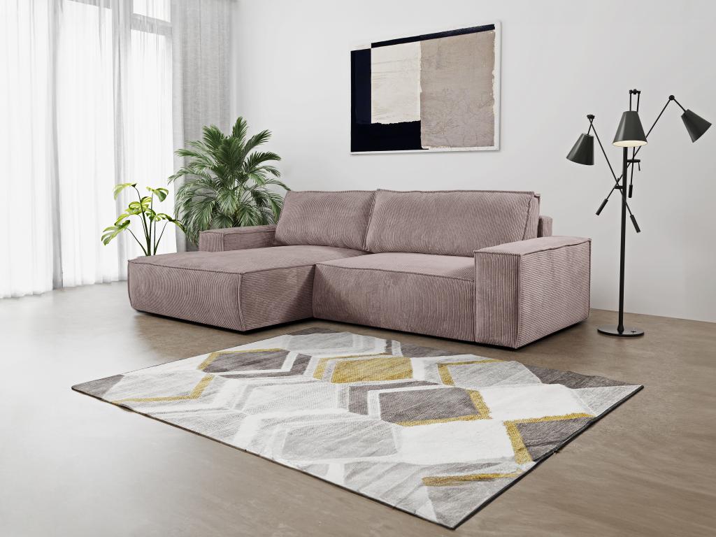 Vente-unique Ecksofa mit Schlaffunktion - Ecke Links - Cord - Hellviolett - AMELIA