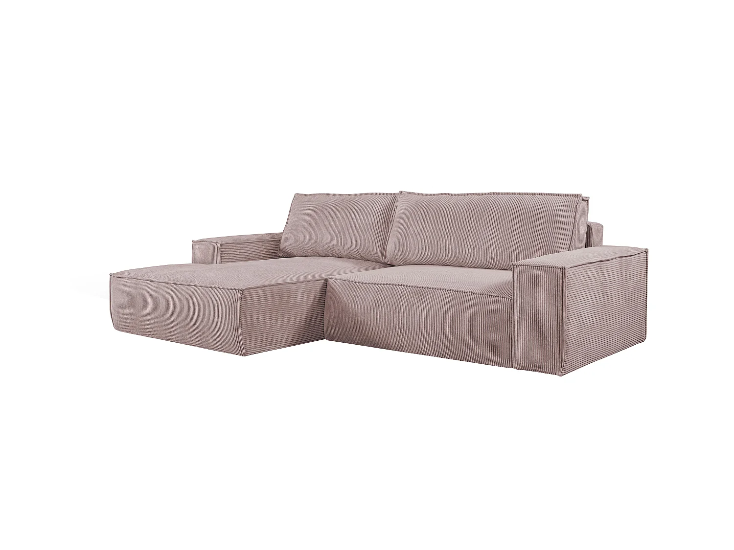 Ecksofa mit Schlaffunktion - Ecke Links - Cord - Malve - AMELIA