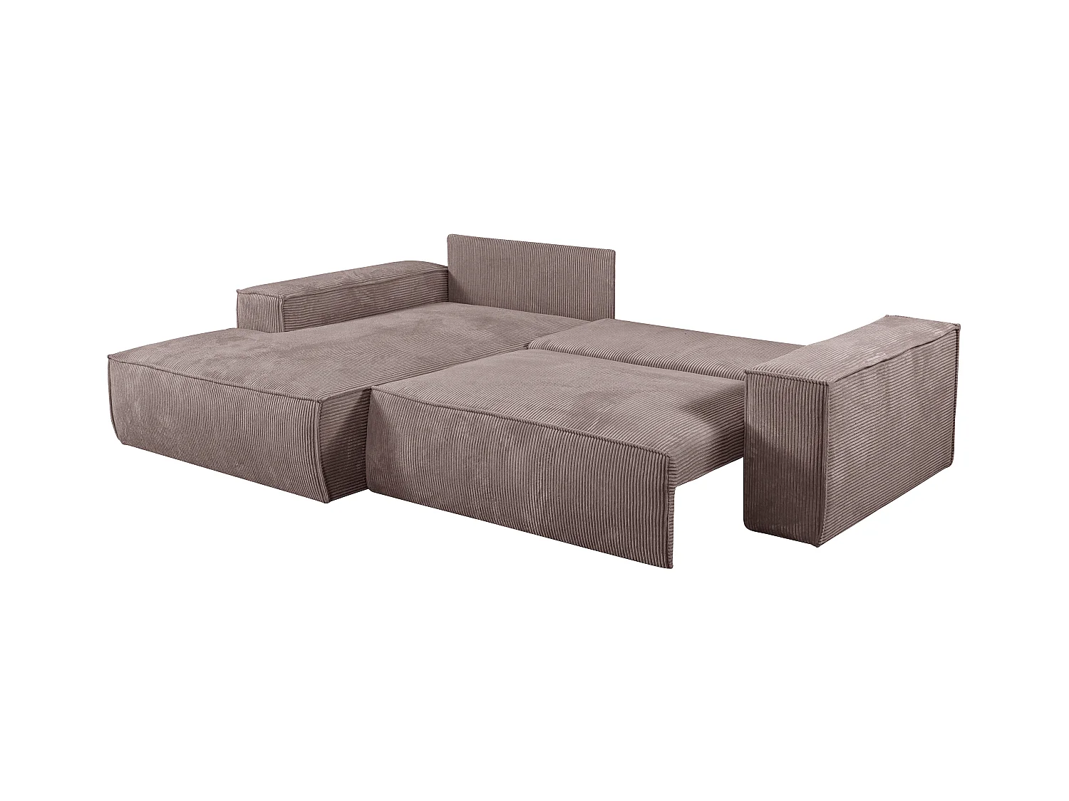 Ecksofa mit Schlaffunktion - Ecke Links - Cord - Malve - AMELIA