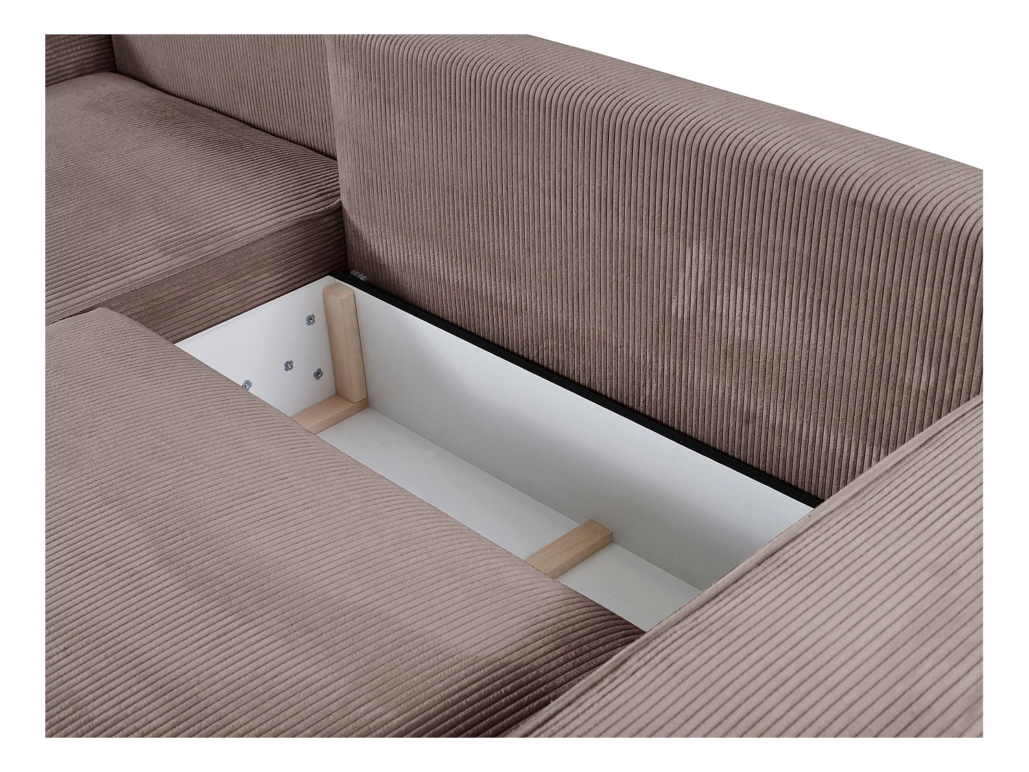 Ecksofa mit Schlaffunktion - Ecke Links - Cord - Malve - AMELIA