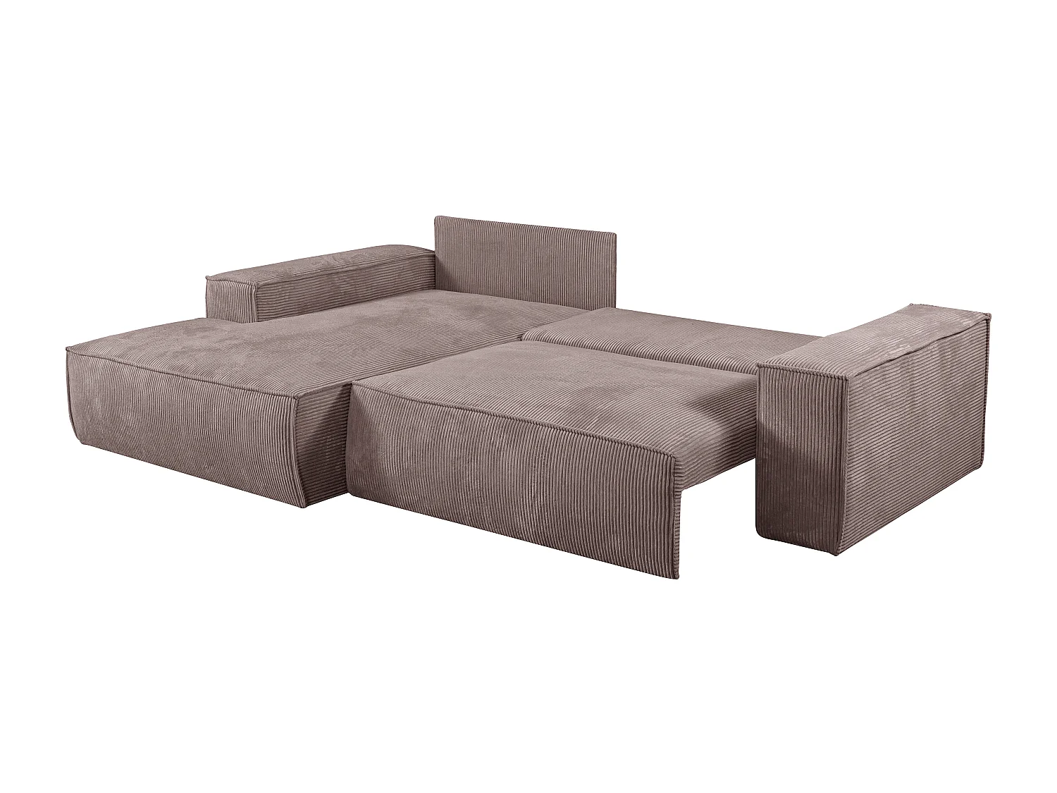 Ecksofa mit Schlaffunktion - Ecke Links - Cord - Malve - AMELIA