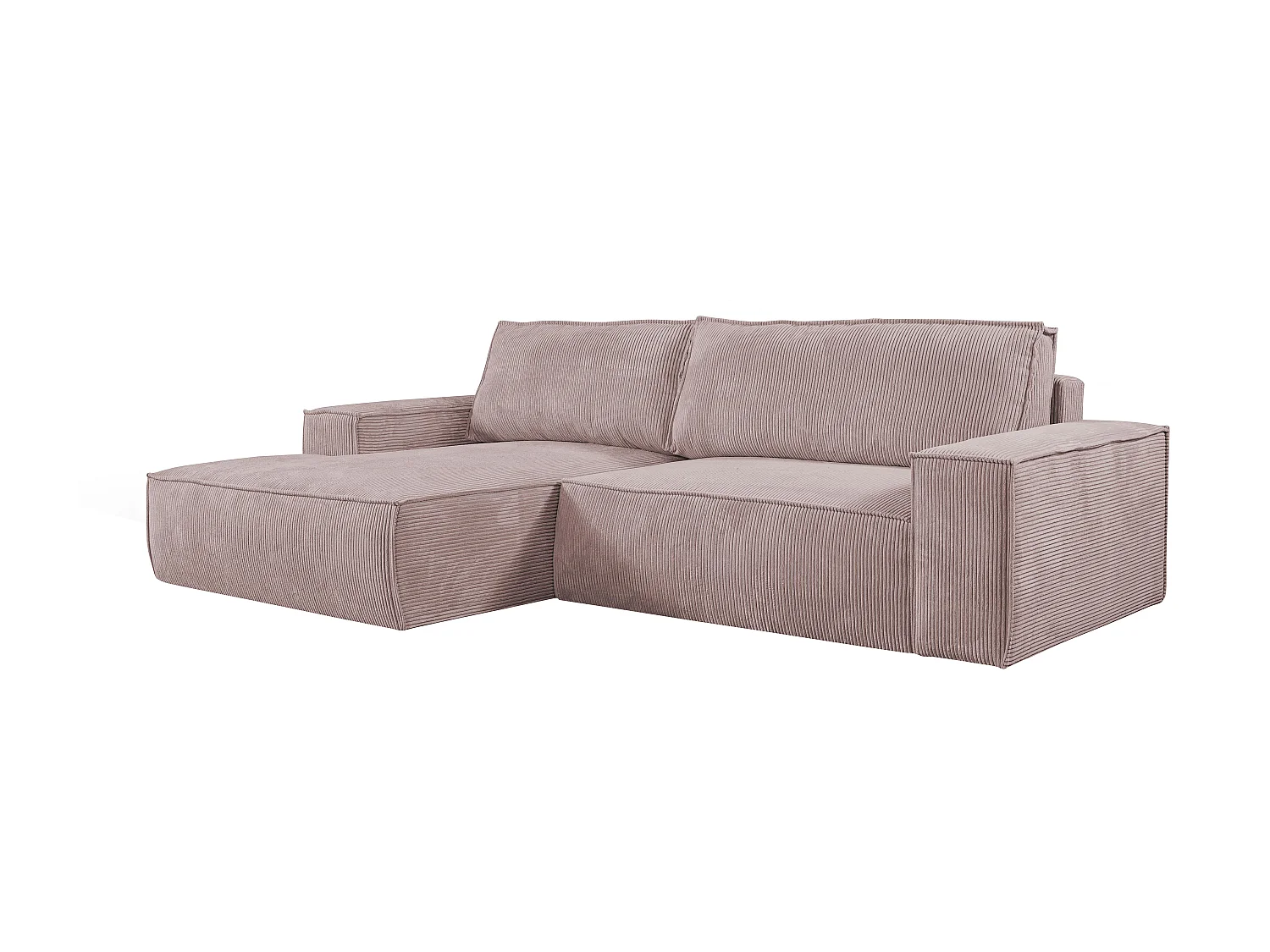 Ecksofa mit Schlaffunktion - Ecke Links - Cord - Malve - AMELIA