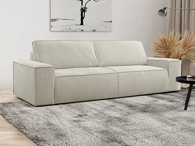Schlafsofa 4-Sitzer - Cord - Beige - AMELIA