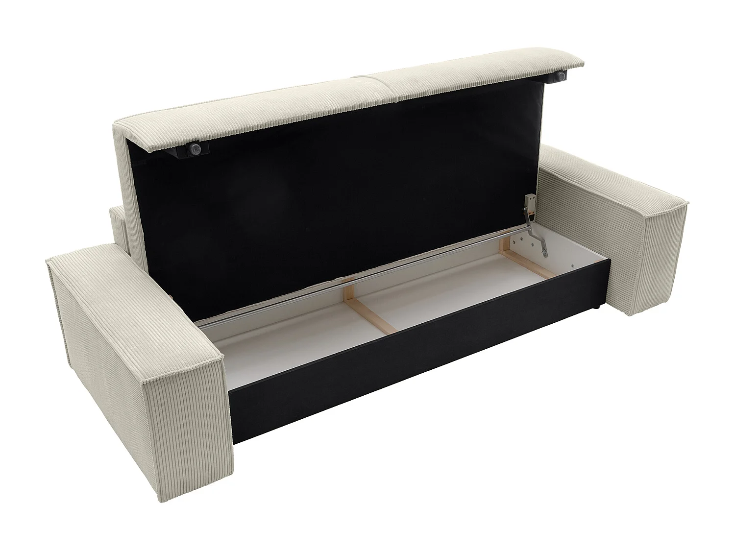 Sofá de 4 lugares convertível em veludo canelado cor bege  AMELIA