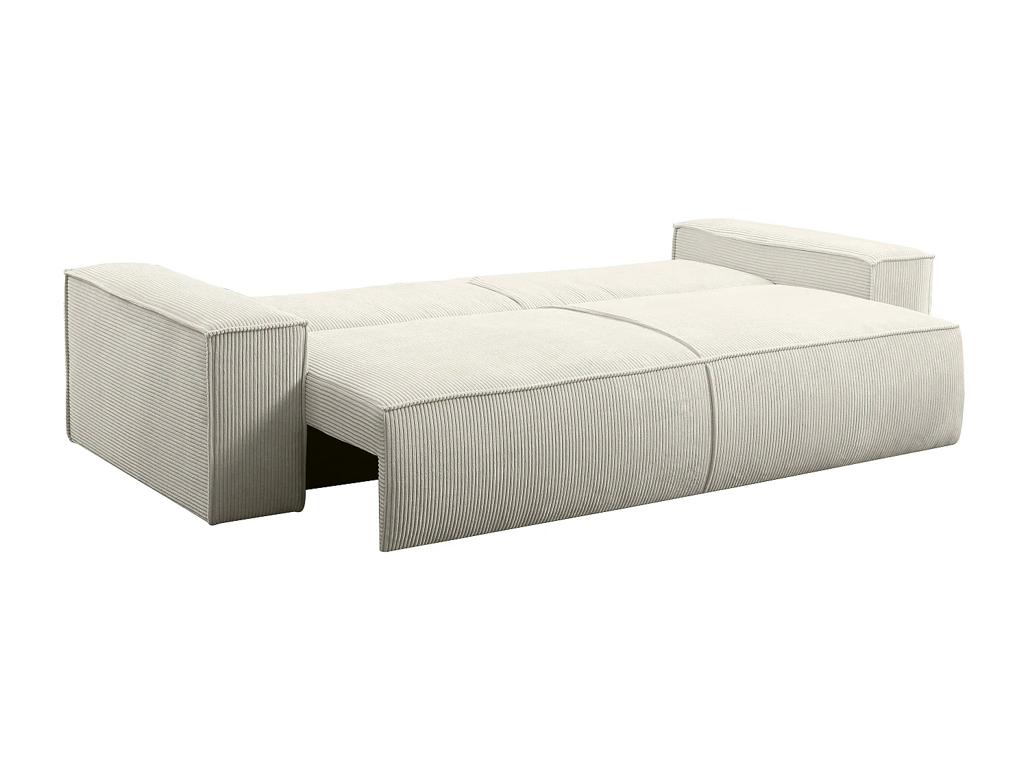 Sofá de 4 lugares convertível em veludo canelado cor bege  AMELIA