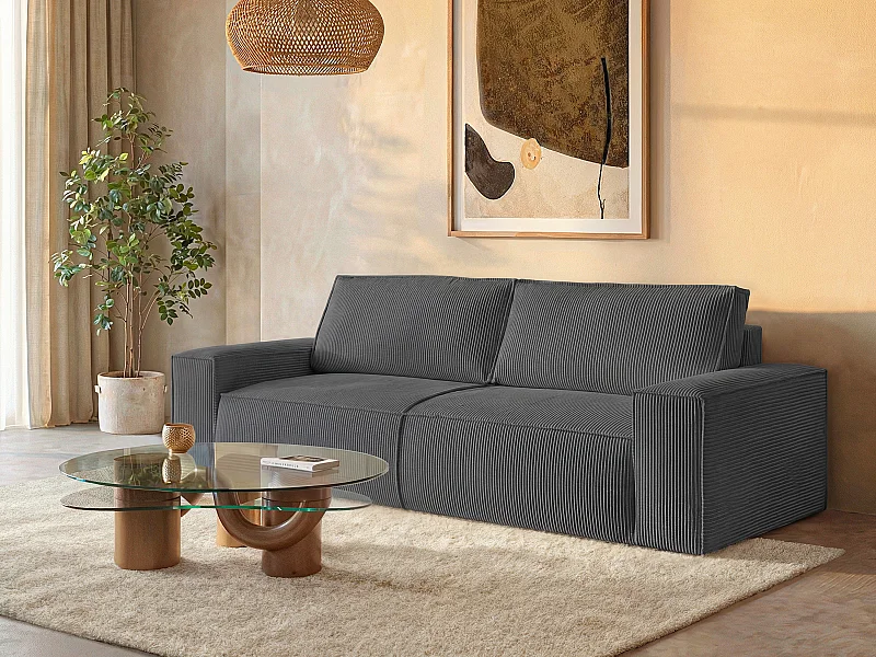 Schlafsofa 4-Sitzer - Cord - Anthrazit - AMELIA