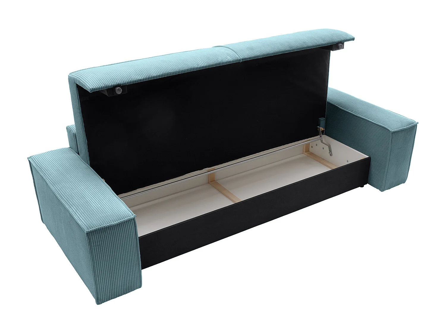 Canapé 4 places convertible en velours côtelé bleu turquoise AMELIA